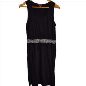 Vince Camuto Black Sleeveless Midi Dress In Cotton Blend